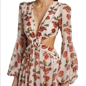 PatBO Seashell Puff- Sleeve side cutout maxi dress